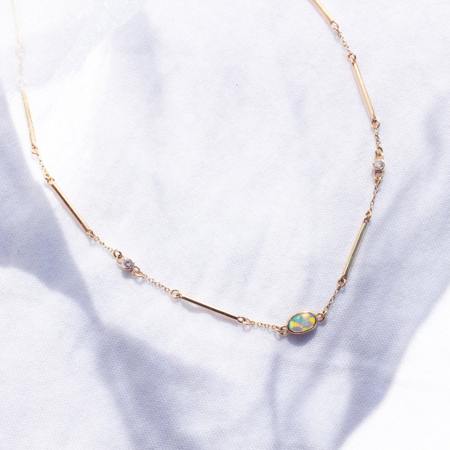 Ebb and Flow Opal Diamond Necklace