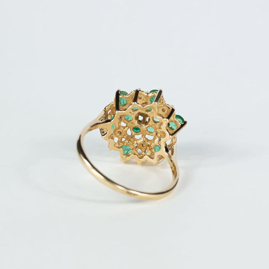 Emerald & Diamond Cluster Ring in 9K Gold
