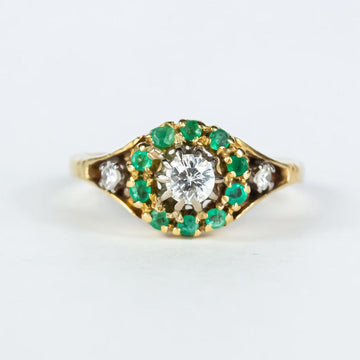 Emerald & Diamond Ring in 18K Gold