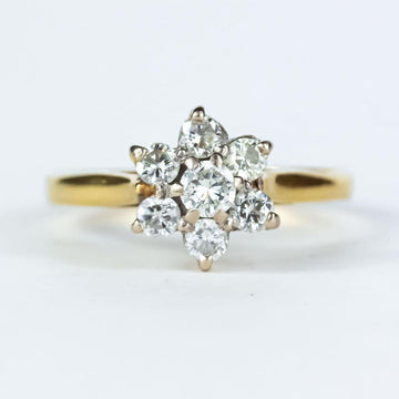 Flower Diamond Cluster Ring in 18K Yellow Gold