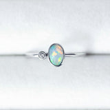 Island Opal & Diamond Ring White Gold