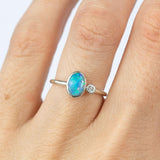 Island Opal & Diamond Ring White Gold