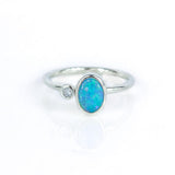 Island Opal & Diamond Ring White Gold