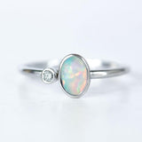 Island Opal & Diamond Ring White Gold