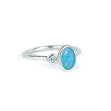 Island Opal & Diamond Ring White Gold