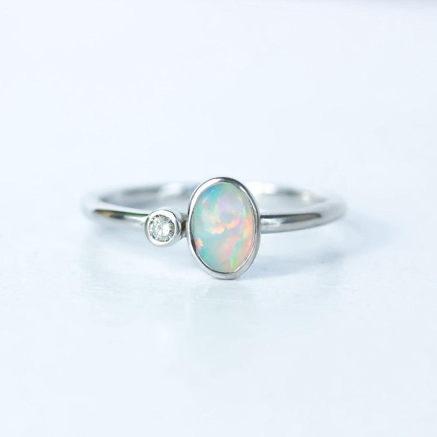 Island Opal & Diamond Ring White Gold