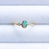 Black Opal Diamond Ring in 18K Yellow Gold