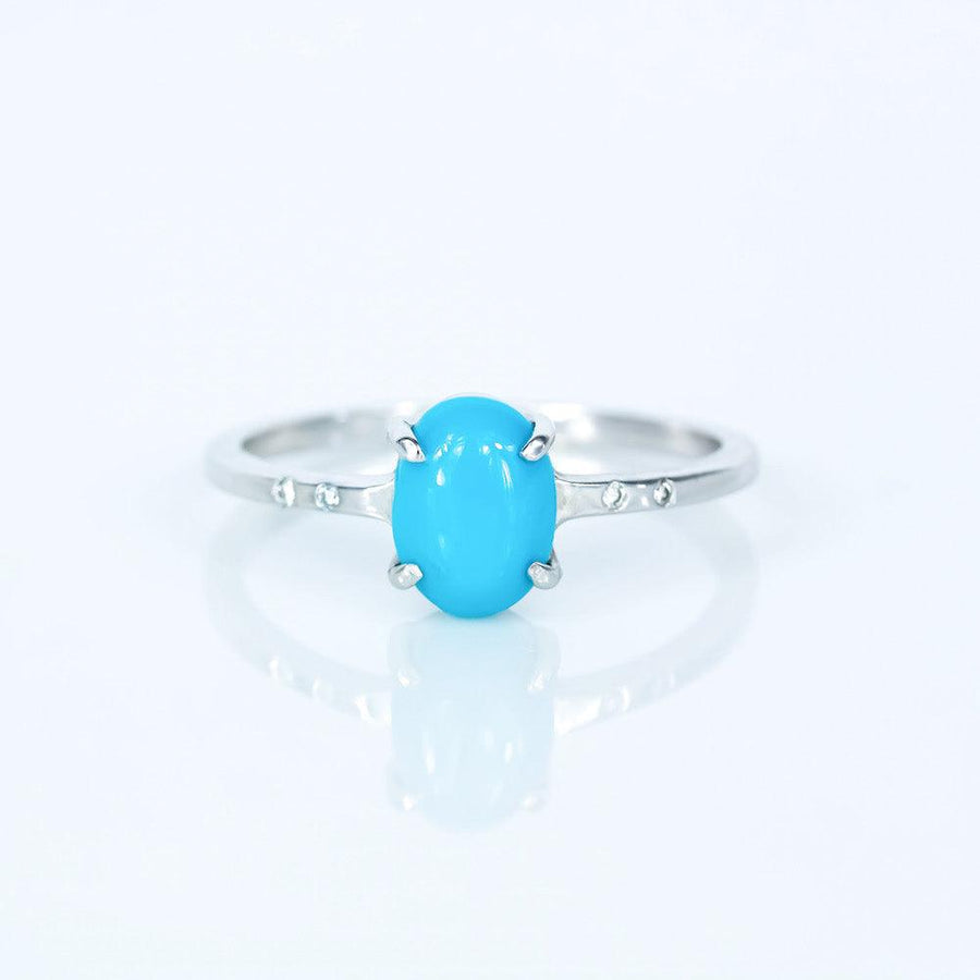 Luna Turquoise and Diamond Ring in White Gold