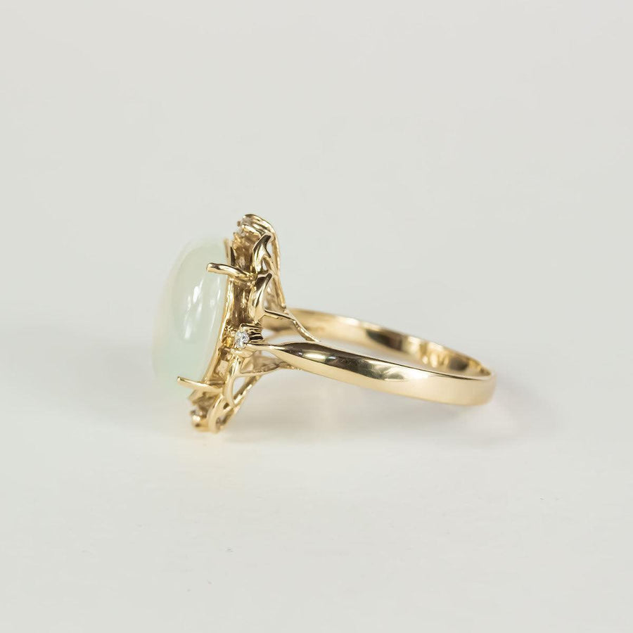 Moonstone & Diamond Ring in 9K Gold