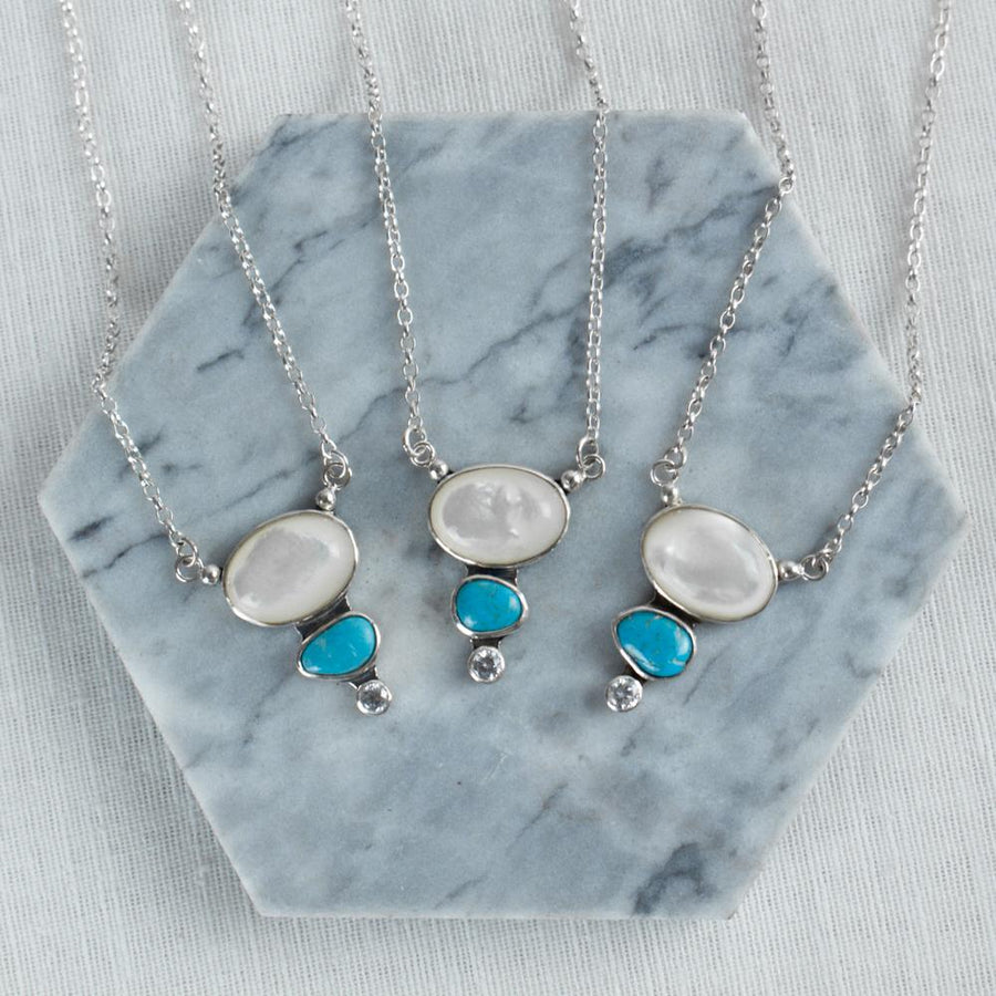 Mother of Pearl Droplet Necklace - Amy Jennifer Jewellery