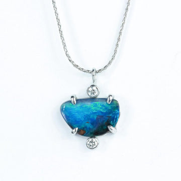 Oceanic Australian Boulder Opal & Diamond Necklace