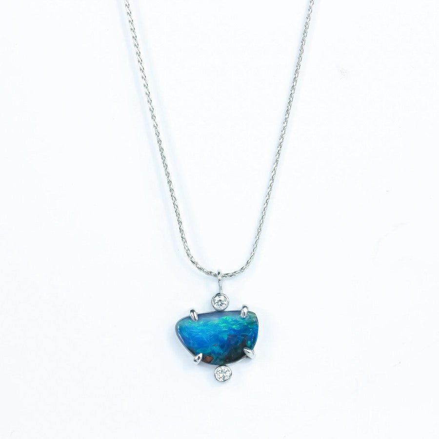 Oceanic Australian Boulder Opal & Diamond Necklace