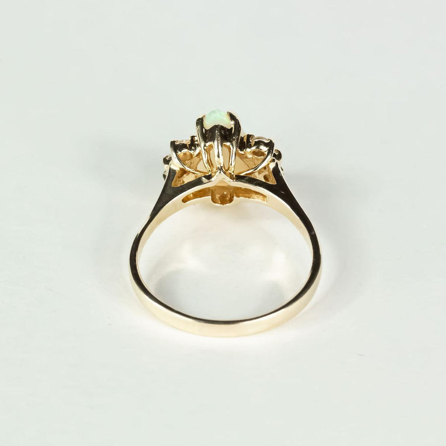 Pear Opal and Diamond Ring in 14K Gold
