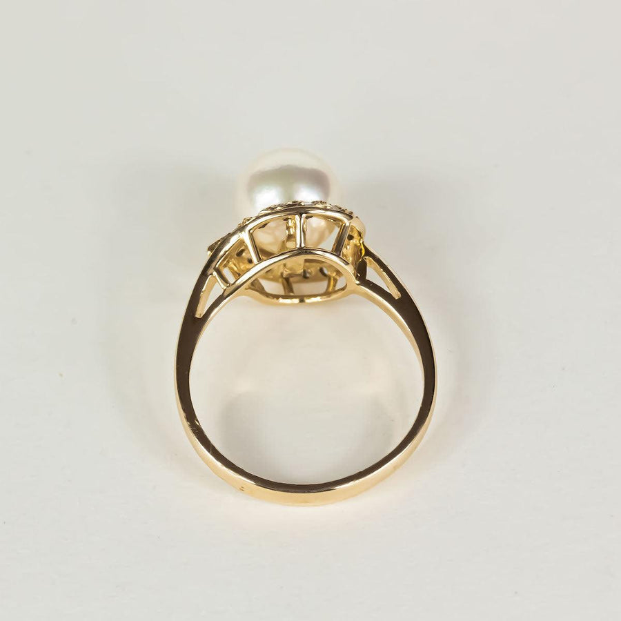 Pearl & Diamond Ring in 14K Gold