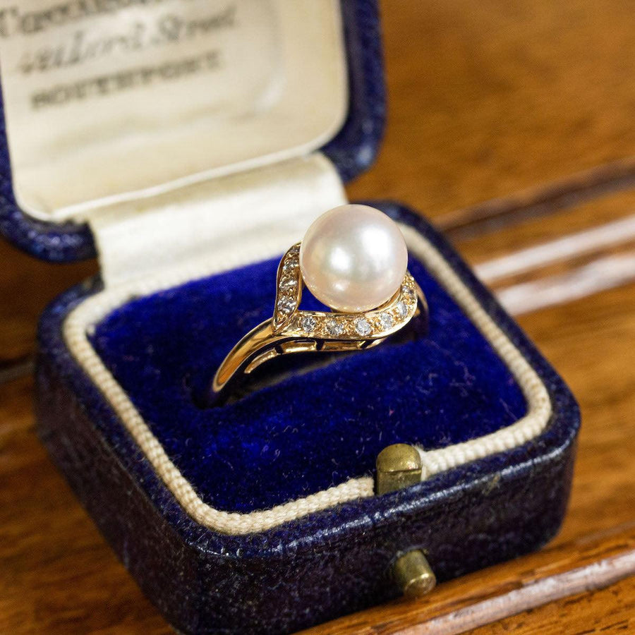 Pearl & Diamond Ring in 14K Gold - Amy Jennifer Jewellery