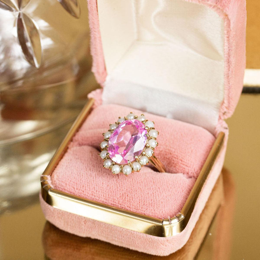 Pink Sapphire & Pearl Ring in 9K Gold - Amy Jennifer Jewellery