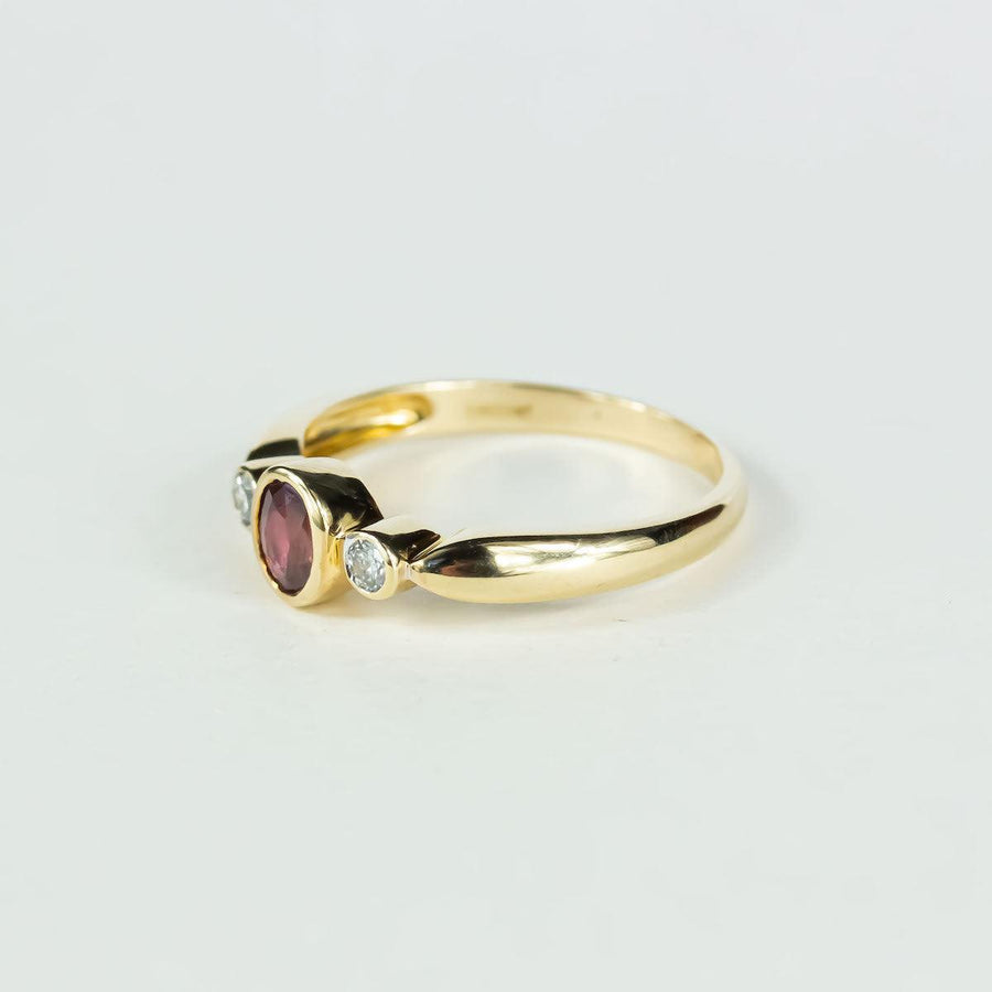 Ruby and Diamond Triple Ring in 9K Gold