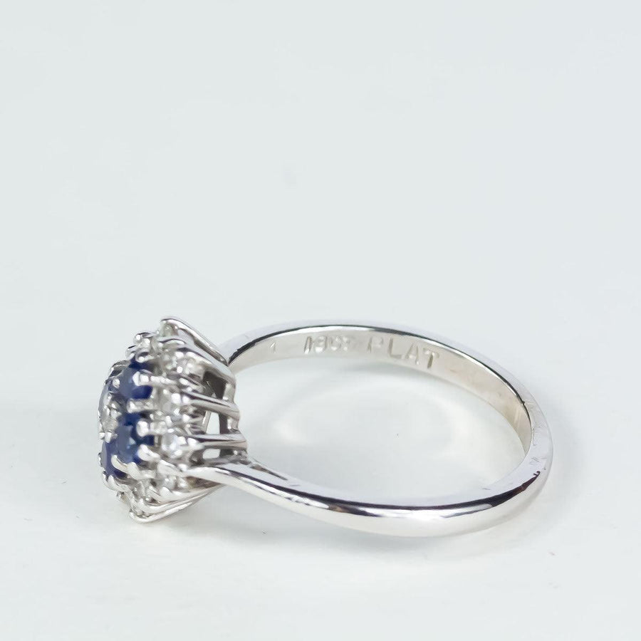 Sapphire & Diamond Cluster Ring in 18K Gold and Platinum
