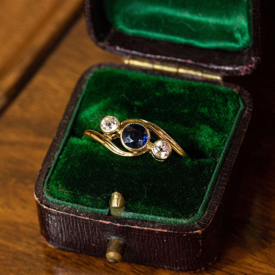 Sapphire & Diamond Triple Ring in 18K Gold - Amy Jennifer Jewellery