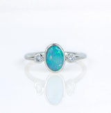 Stella Diamond and Opal Ring White Gold