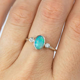 Stella Diamond and Opal Ring White Gold