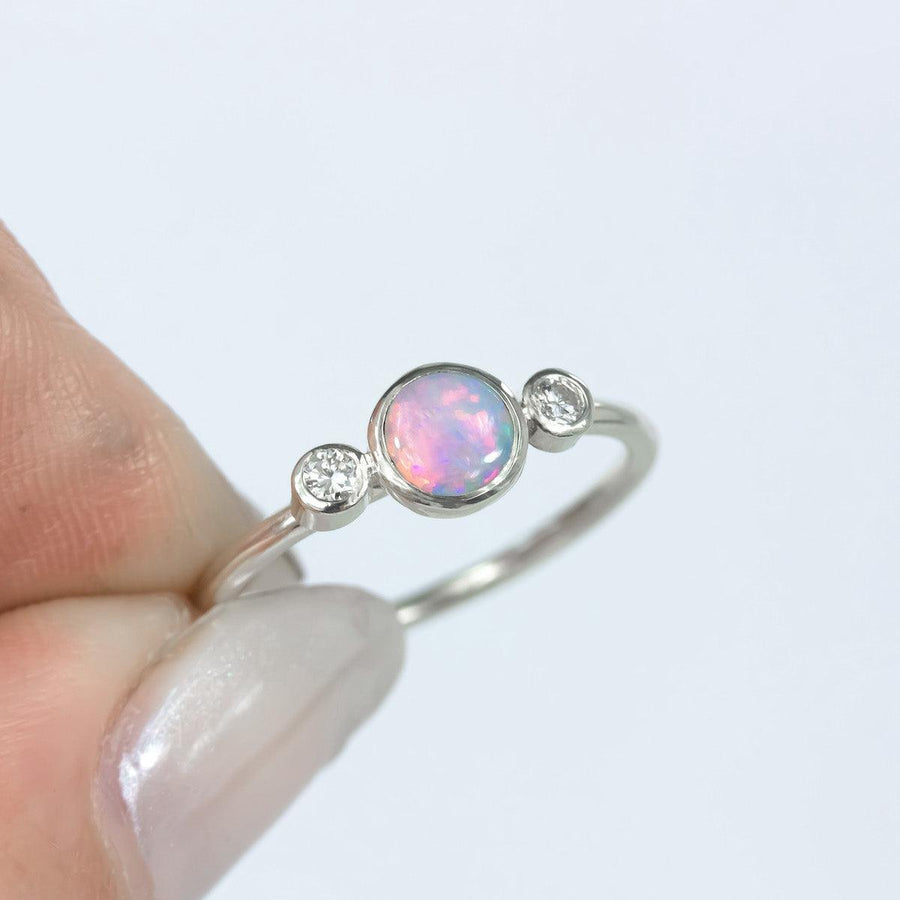 Stella Diamond and Opal Ring White Gold