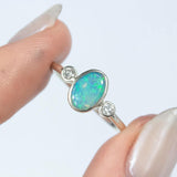 Stella Diamond and Opal Ring White Gold