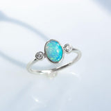 Stella Diamond and Opal Ring White Gold