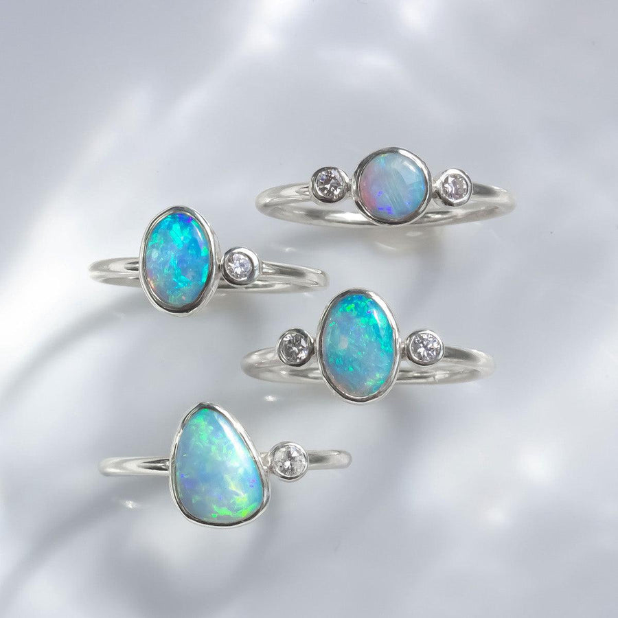 Stella Diamond and Opal Ring White Gold
