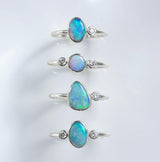 Stella Diamond and Opal Ring White Gold