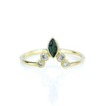 Sunrise Tourmaline and Diamond Crown Ring