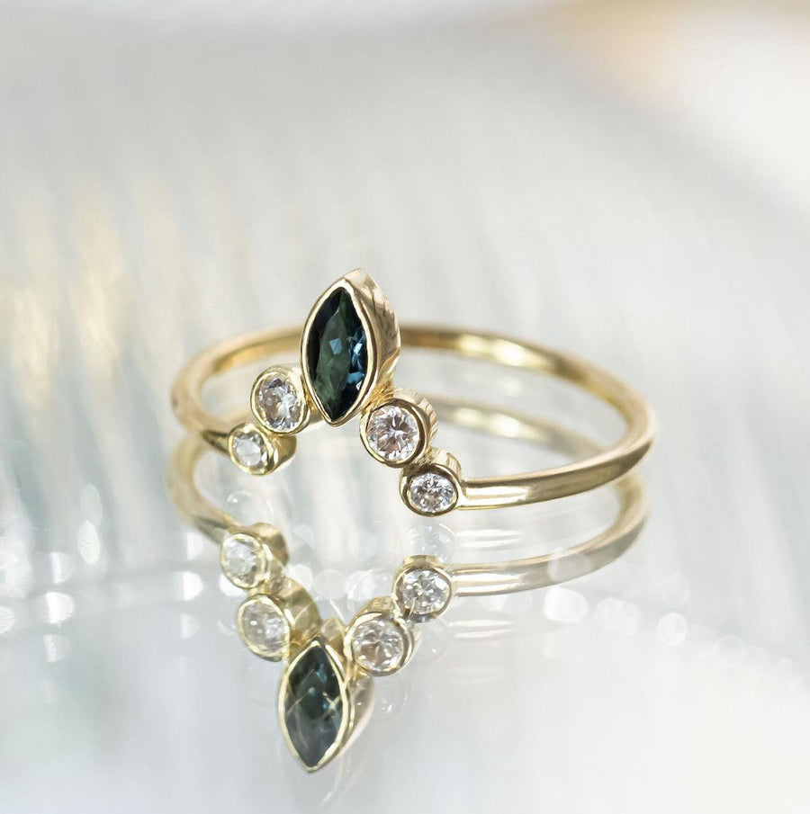 Sunrise Tourmaline and Diamond Crown Ring