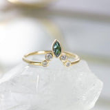 Sunrise Tourmaline and Diamond Crown Ring