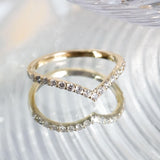 Diamond V-Shape Wedding Band