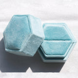 Turquoise Velvet Ring Box - Amy Jennifer Jewellery